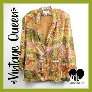 CAROL HORN WORKSHOP Colorful Silk Blazer